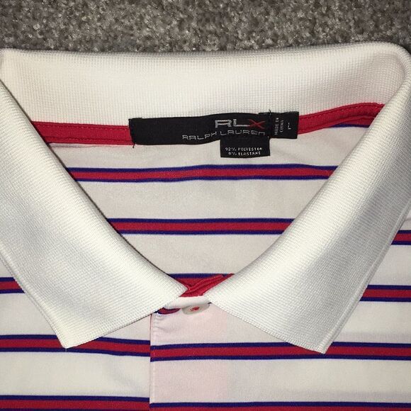 Ostrich Logo Red White Blue 4th of July RLX Ralph Lauren Golf Polo shirt L - Picture 3 of 5
